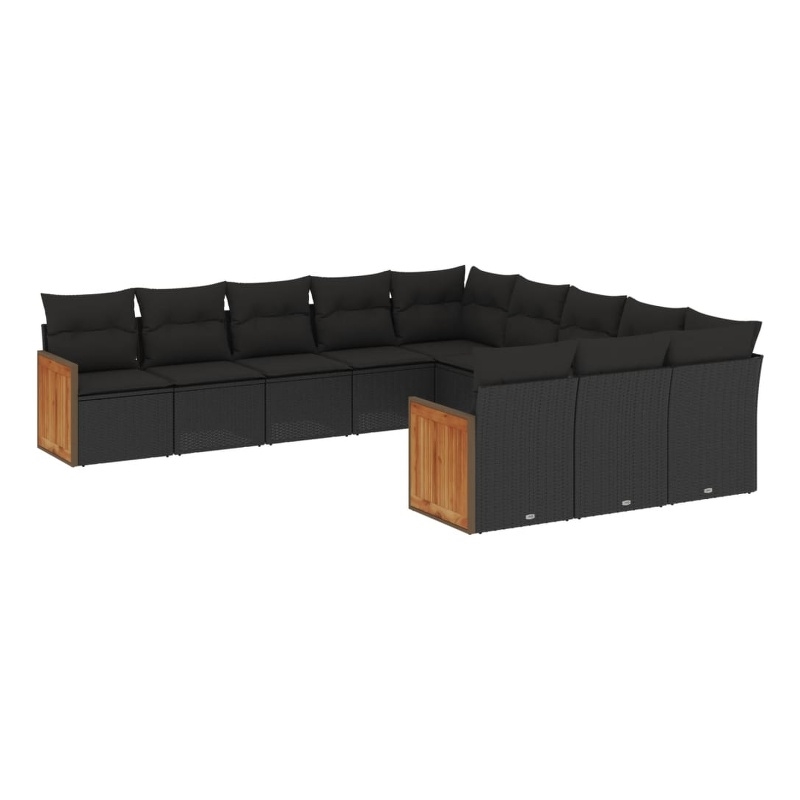 Afuera Living Contemporary Synthetic Poly Rattan Sofa Set in Black