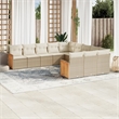 Afuera Living Contemporary 11 Piece Poly Rattan Sofa Set in Beige