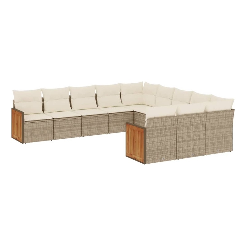 Afuera Living Contemporary 11 Piece Poly Rattan Sofa Set in Beige