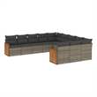 Afuera Living Contemporary Synthetic Poly Rattan 11 Piece Sofa Set in Gray