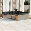 Afuera Living Contemporary Synthetic Poly Rattan 12 Piece Sofa Set in Gray