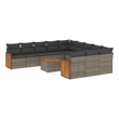 Afuera Living Contemporary Synthetic Poly Rattan 12 Piece Sofa Set in Gray