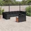 Afuera Living Contemporary 12 Piece Poly Rattan Sofa Set in Black