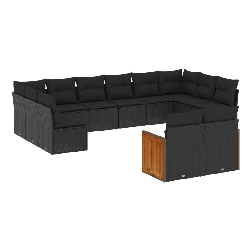 Afuera Living Contemporary 12 Piece Poly Rattan Sofa Set in Black