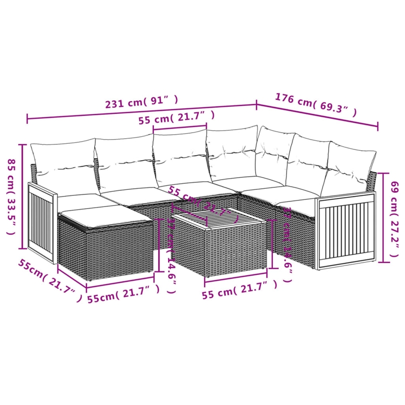Afuera Living Steel Large Sofa Set with Removable Covers in Beige