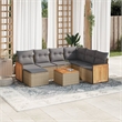 Afuera Living Contemporary 8 Piece Poly Rattan Large Sofa Set in Beige