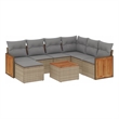 Afuera Living Contemporary 8 Piece Poly Rattan Large Sofa Set in Beige