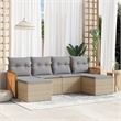 Afuera Living Contemporary Synthetic Poly Rattan 6 Piece Sofa Set in Gray/Beige