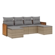 Afuera Living Contemporary Synthetic Poly Rattan 6 Piece Sofa Set in Gray/Beige
