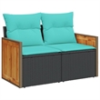 Afuera Living 13 Piece Poly Rattan Patio Sofa Set in Black/Blue