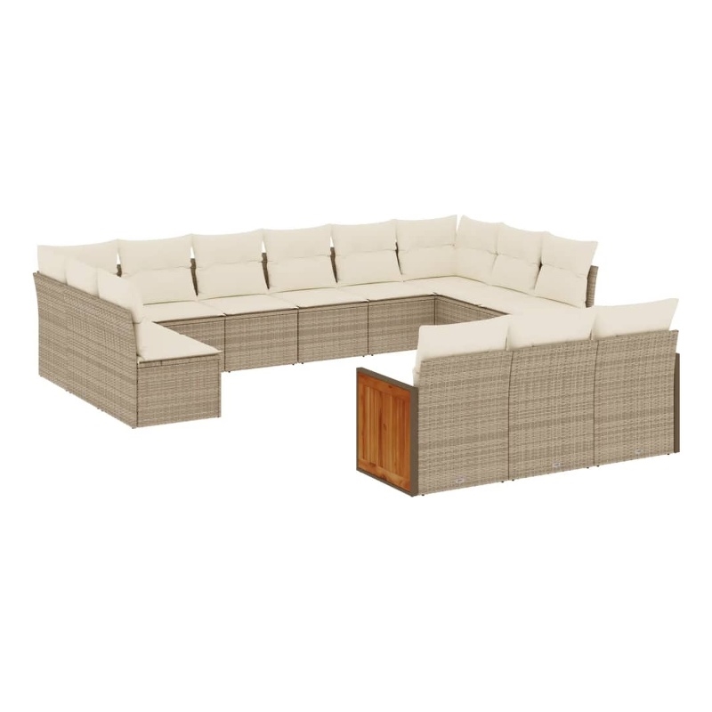 Afuera Living Contemporary 13 Piece Poly Rattan Large Sofa Set in Beige