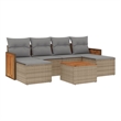 Afuera Living Contemporary 7 Piece Poly Rattan Medium Sofa Set in Beige