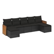 Afuera Living Contemporary 7 Piece Poly Rattan Small Sofa Set in Black