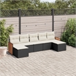 Afuera Living Contemporary 7 Piece Poly Rattan Sofa Set in Black/Cream