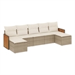 Afuera Living Contemporary Synthetic Poly Rattan 7 Piece Sofa Set in Beige
