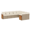Afuera Living Contemporary 9 Piece Poly Rattan Sofa Set in Cream/Beige