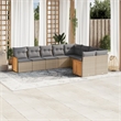 Afuera Living Contemporary 9 Piece Poly Rattan Sofa Set in Beige