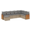 Afuera Living Contemporary Synthetic Poly Rattan 8 Piece  Sofa Set in Beige