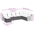 Afuera Living Contemporary 8 Piece Poly Rattan Sofa Set in Gray