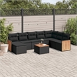 Afuera Living Contemporary 9 Piece Poly Rattan Sofa Set in Black