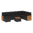 Afuera Living Contemporary 9 Piece Poly Rattan Sofa Set in Black