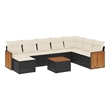 Afuera Living Contemporary 9 Piece Poly Rattan Sofa Set in Black/Cream