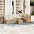 Afuera Living Contemporary Synthetic Poly Rattan 9 Piece Small Sofa Set in Beige