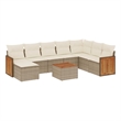Afuera Living Contemporary Synthetic Poly Rattan 9 Piece Small Sofa Set in Beige