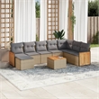 Afuera Living Contemporary Synthetic Poly Rattan 9 Piece Sofa Set in Beige