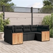 Afuera Living Contemporary Synthetic Poly Rattan 6 Piece  Sofa Set in Black