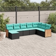 Afuera Living Contemporary 8 Piece Poly Rattan Large Sofa Set in Black