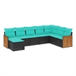 Afuera Living Contemporary 8 Piece Poly Rattan Large Sofa Set in Black