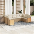 Afuera Living Contemporary Synthetic Poly Rattan 8 Piece Sofa Set in Beige