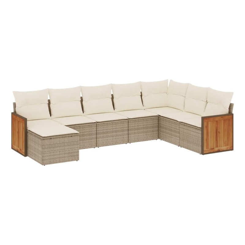Afuera Living Contemporary Synthetic Poly Rattan 8 Piece Sofa Set in Beige