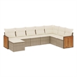 Afuera Living Contemporary Synthetic Poly Rattan 8 Piece Sofa Set in Beige