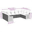 Afuera Living Contemporary 9 Piece Poly Rattan Sofa Set in Gray