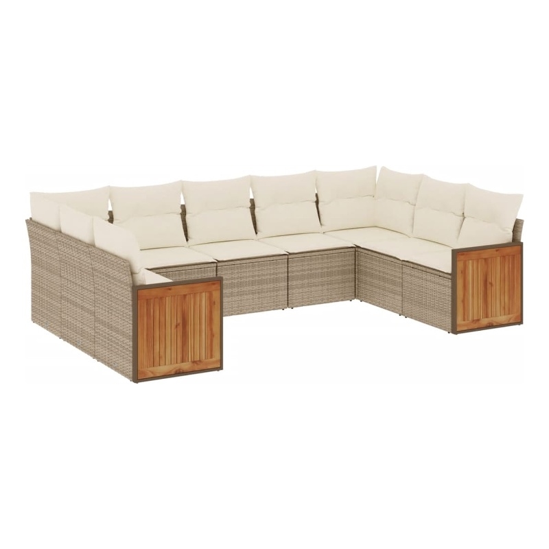 Afuera Living Contemporary 9 Piece Poly Rattan Sofa Set in Gray