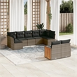 Afuera Living Contemporary 9 Piece Poly Rattan Sofa Set in Gray