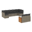 Afuera Living Contemporary 9 Piece Poly Rattan Sofa Set in Gray