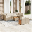 Afuera Living Contemporary 10 Piece Poly Rattan Sofa Set in Cream/Beige