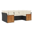 Afuera Living Contemporary 6 Piece Poly Rattan Sofa Set in Black