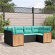 Afuera Living 6 Piece Poly Rattan Patio Sofa Set in Black/Blue