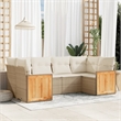 Afuera Living Contemporary 6 Piece Poly Rattan Large Sofa Set in Beige