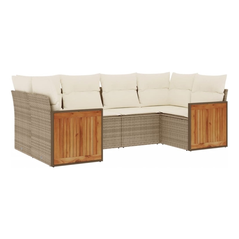 Afuera Living Contemporary 6 Piece Poly Rattan Large Sofa Set in Beige