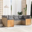 Afuera Living Contemporary 6 Piece Poly Rattan Sofa Set in Gray/Beige