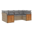 Afuera Living Contemporary 6 Piece Poly Rattan Sofa Set in Gray/Beige