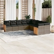 Afuera Living Contemporary Synthetic Poly Rattan 10 Piece Sofa Set in Gray