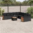 Afuera Living Contemporary 11 Piece Poly Rattan Large Sofa Set in Black