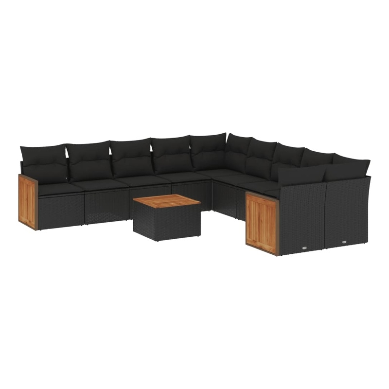 Afuera Living Contemporary 11 Piece Poly Rattan Large Sofa Set in Black