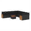 Afuera Living Contemporary 11 Piece Poly Rattan Large Sofa Set in Black